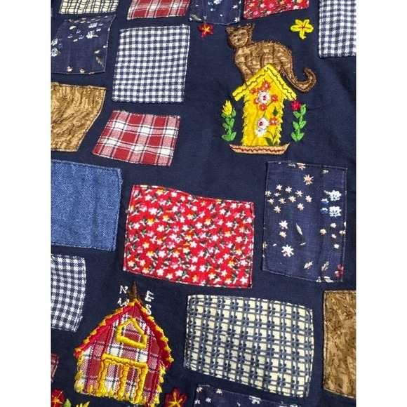 Vintage Handmade Patchwork Embroidered Vest Medium Grandmacore Cottagecore‎ - Picture 4 of 6